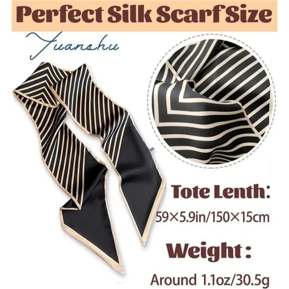 Mulberry Silk-Like Satin Head Scarf Square Neck Scarf for Bag Accessory Gift